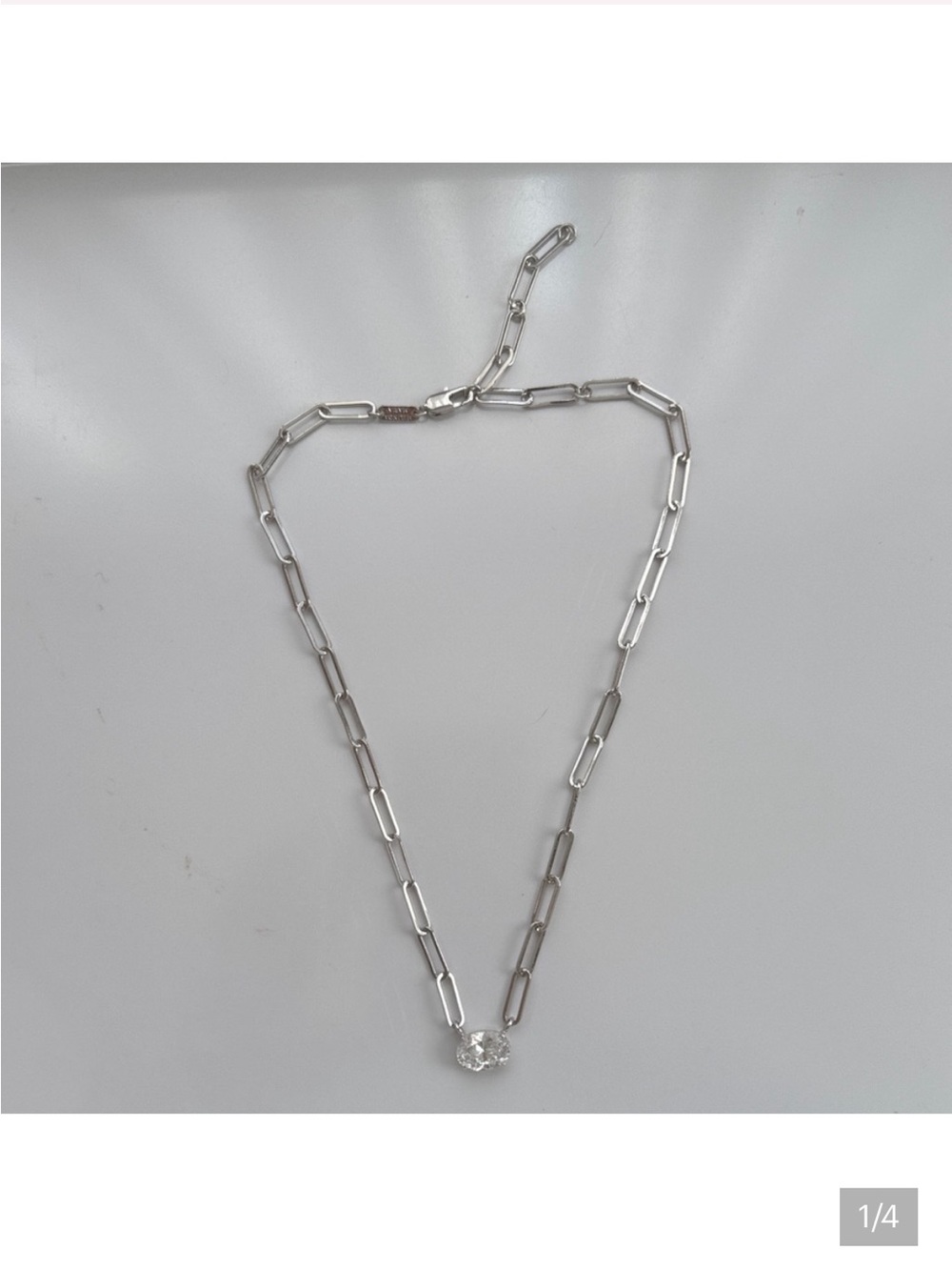 Melinda Maria Hello Gorgeous Silver Chain Necklace with Clear Oval Pendant
